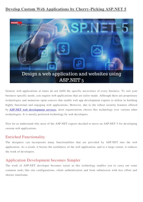 Develop Custom Web Applications by Cherry-Picking ASP.NET 5