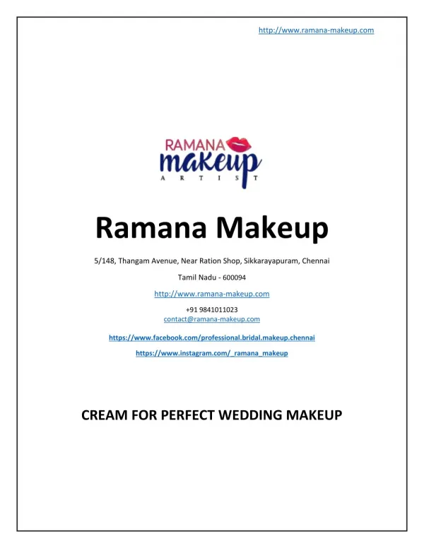 Cream for Perfect Wedding Makeup - Bridal Makeup Services - www.ramana-makeup.com
