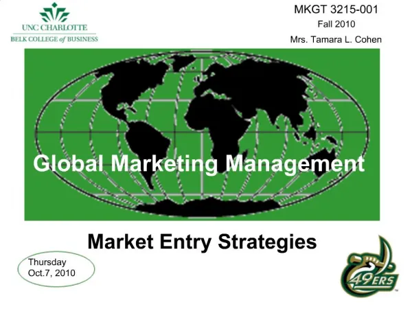 Global Marketing Management Market Entry Strategies