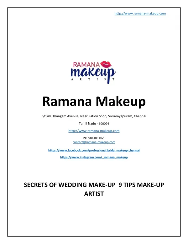 Secrets of Wedding Make-Up 9 Tips Make-Up Artist - www.ramana-makeup.com