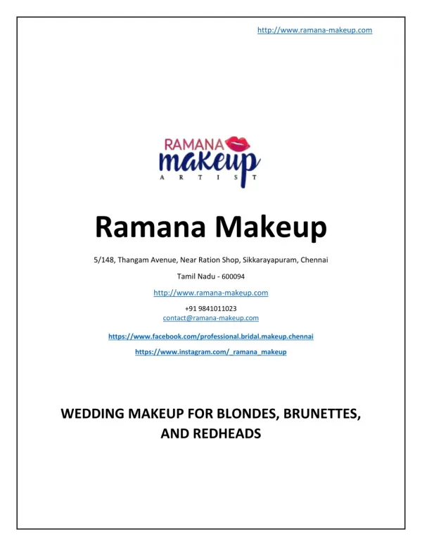 Wedding Makeup for Blondes, Brunettes, And Redheads - www.ramana-makeup.com