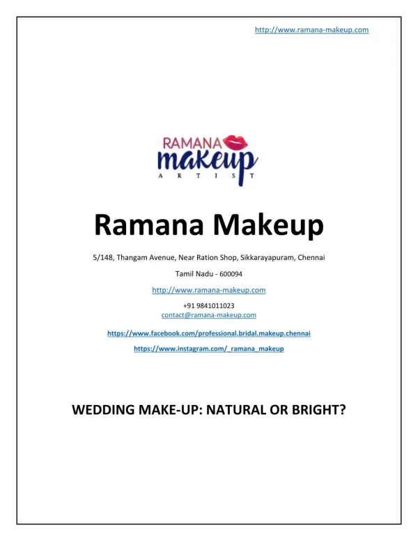 Wedding Make-Up Natural or Bright - www.ramana-makeup.com
