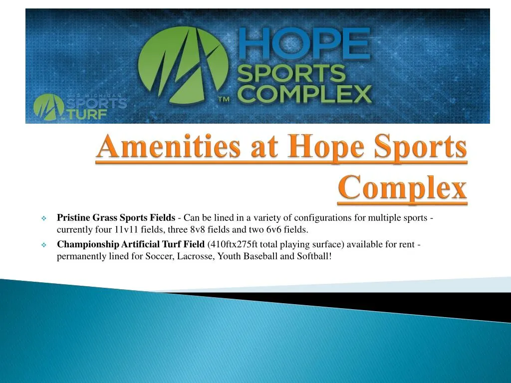 amenities at hope sports complex