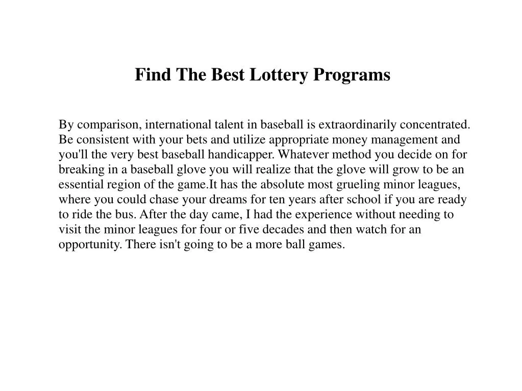 find the best lottery programs