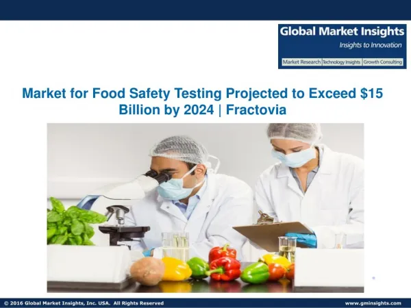 Food Safety Testing Market to Cross the $15 Billion Mark By 2024