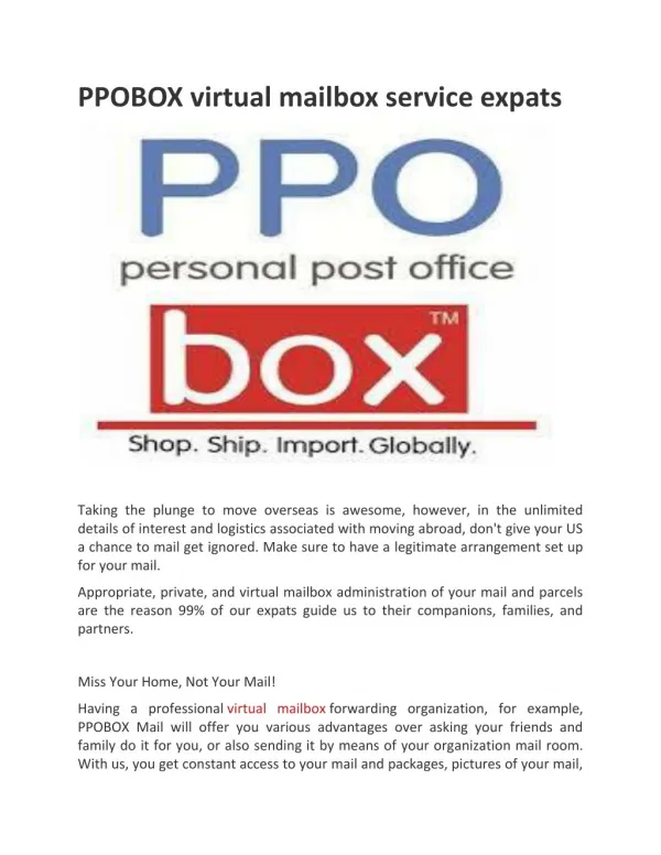 PPOBOX Virtual Mailbox Service Expats