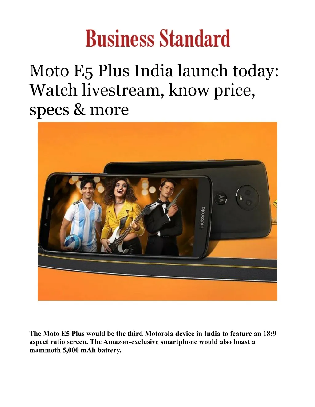 moto e5 plus india launch today watch livestream