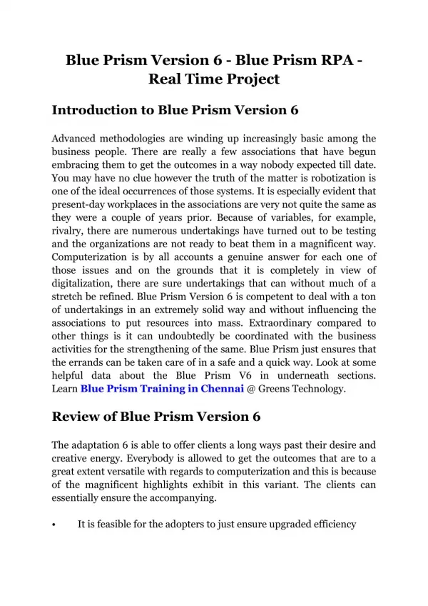 Blue Prism Version 6
