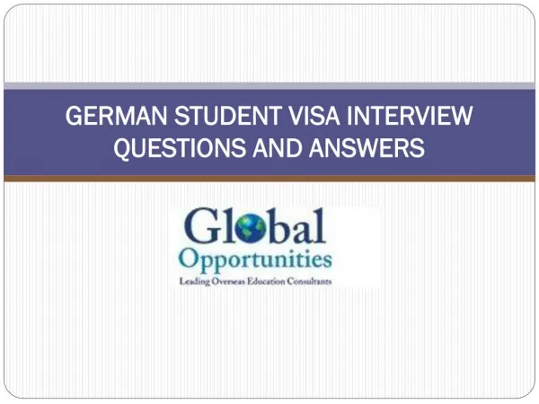 German Student Visa Interview Questions And Answers