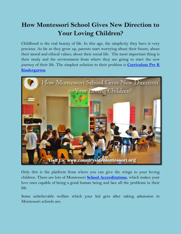 How Montessori School Gives New Direction to Your Loving Children?