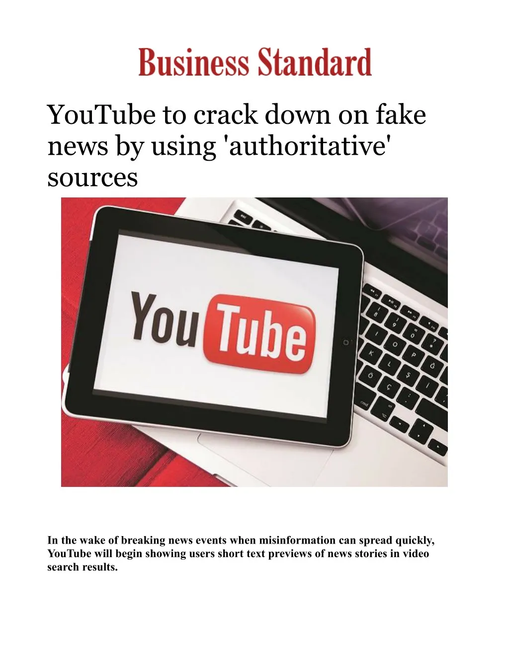 youtube to crack down on fake news by using