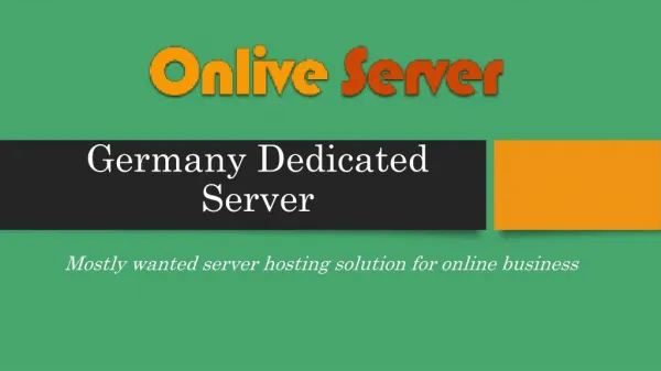 Get Best Germany Dedicated Server Plans â€“ Onlive Server