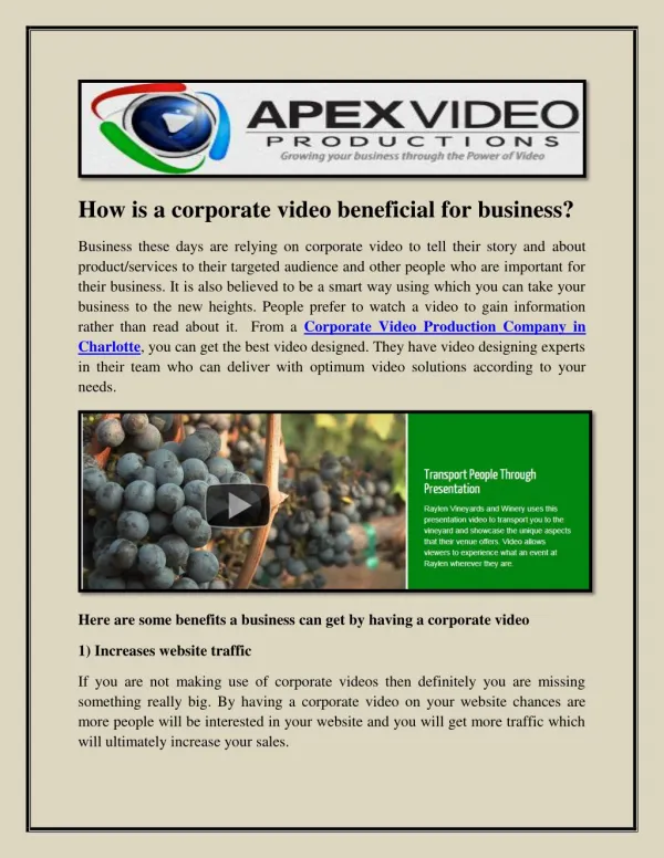 How is a corporate video beneficial for business?