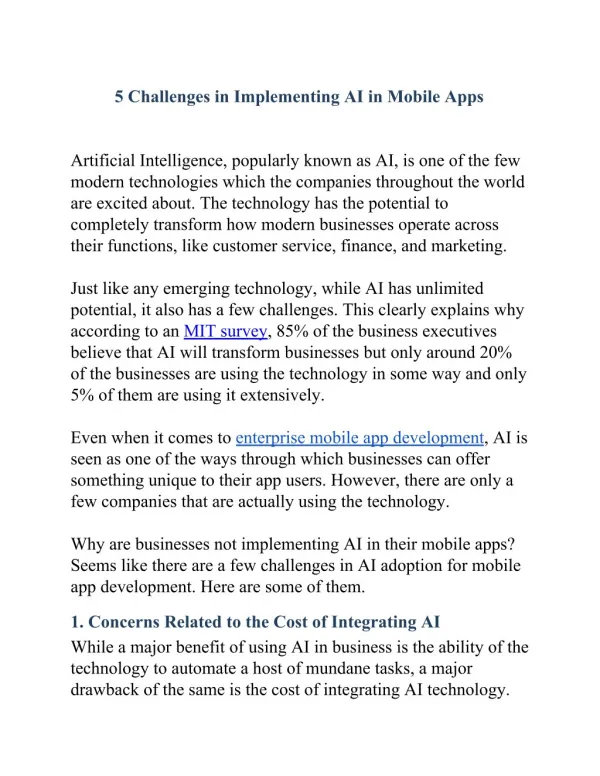 5 challenges in implementing ai in mobile apps