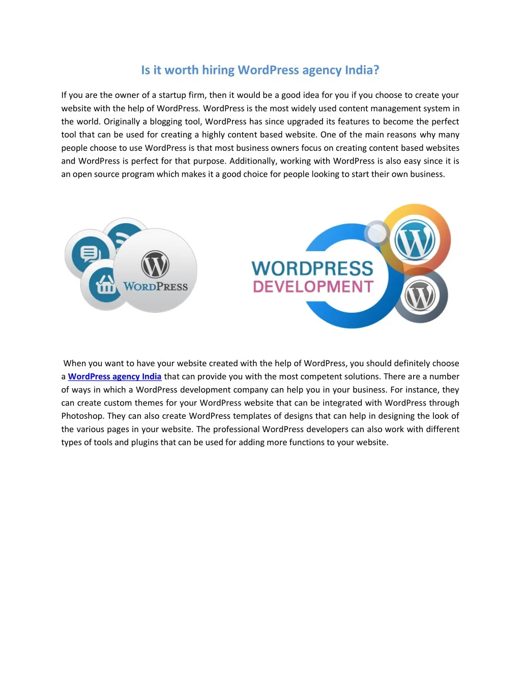 is it worth hiring wordpress agency india