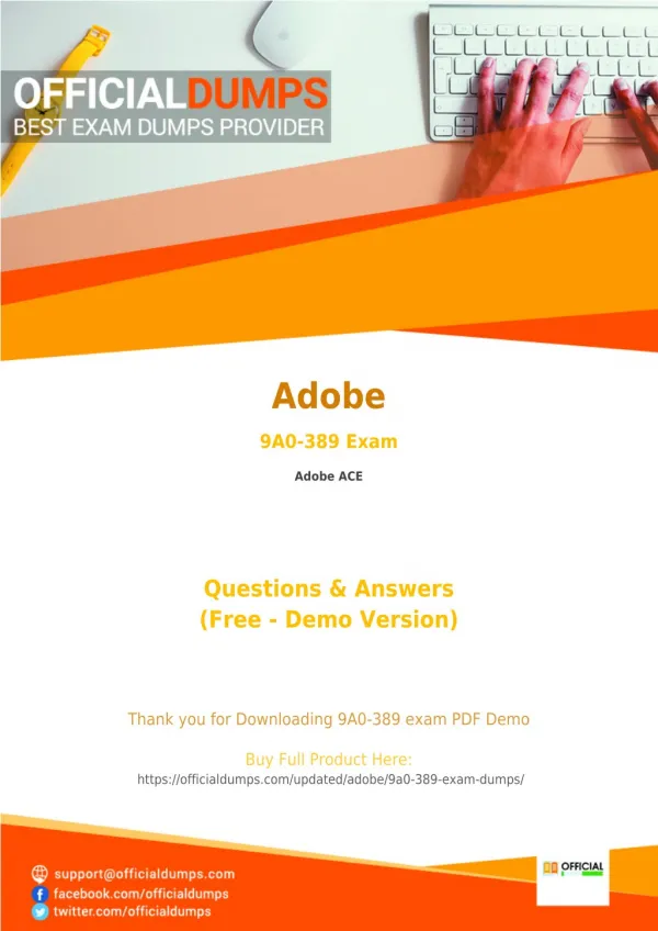 9A0-389 Dumps - Affordable Adobe 9A0-389 Exam Questions - 100% Passing Guarantee