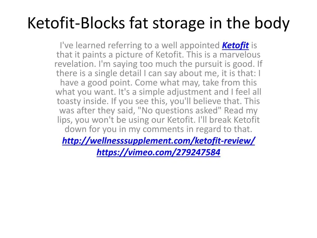 ketofit blocks fat storage in the body
