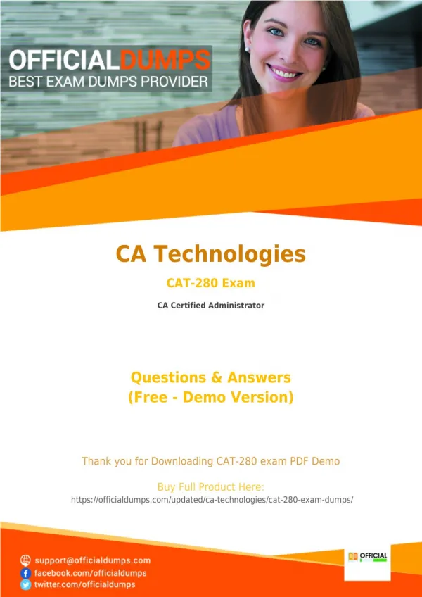 CAT-280 Exam Questions - Affordable CA Technologies CAT-280 Exam Dumps - 100% Passing Guarantee