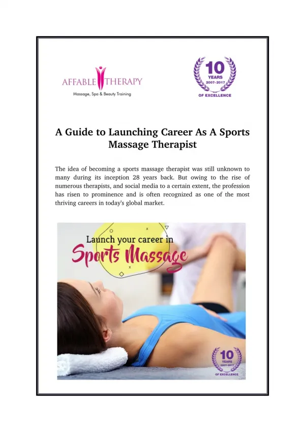 A Guide to Launching Career As A Sports Massage Therapist