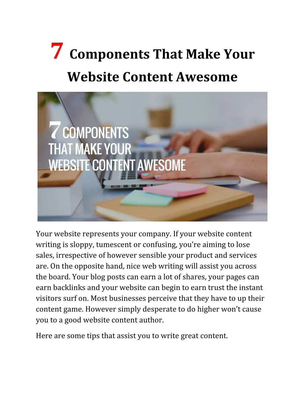 7 components that make your website content