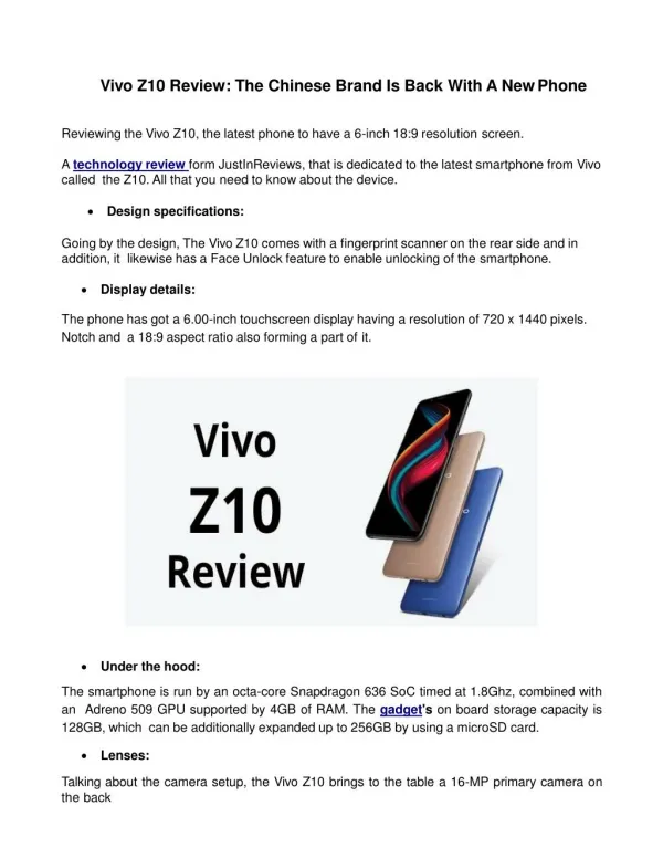 Vivo Z10 Review: The Chinese Brand Is Back With A New Phone