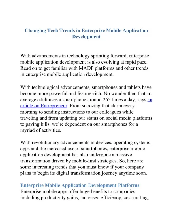 changing tech trends in enterprise mobile