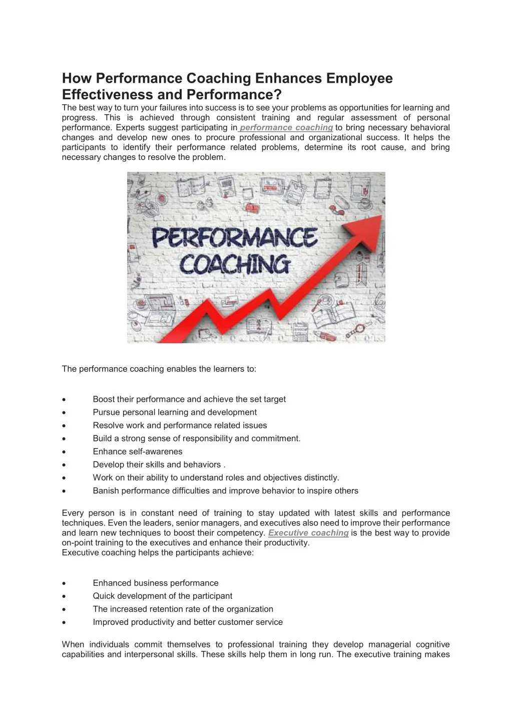 how performance coaching enhances employee