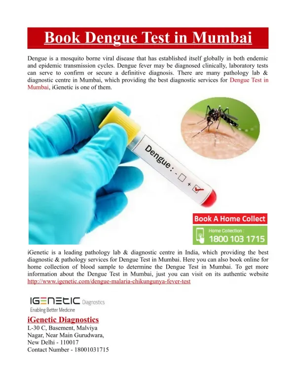 Book Dengue Test in Mumbai