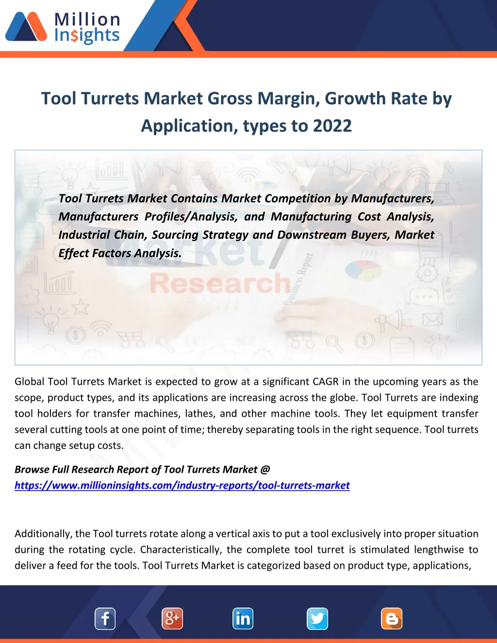 tool turrets market gross margin growth rate