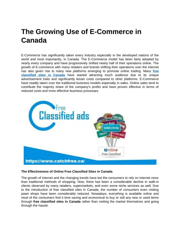The Growing Use of E-Commerce in Canada