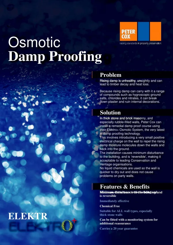 Peter Cox - Elektro Osmotic Rising Damp Treatment