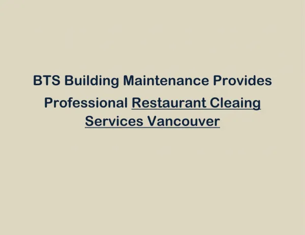 Restaurant Cleaning Services Vancouver | Janitorial Services Vancouver