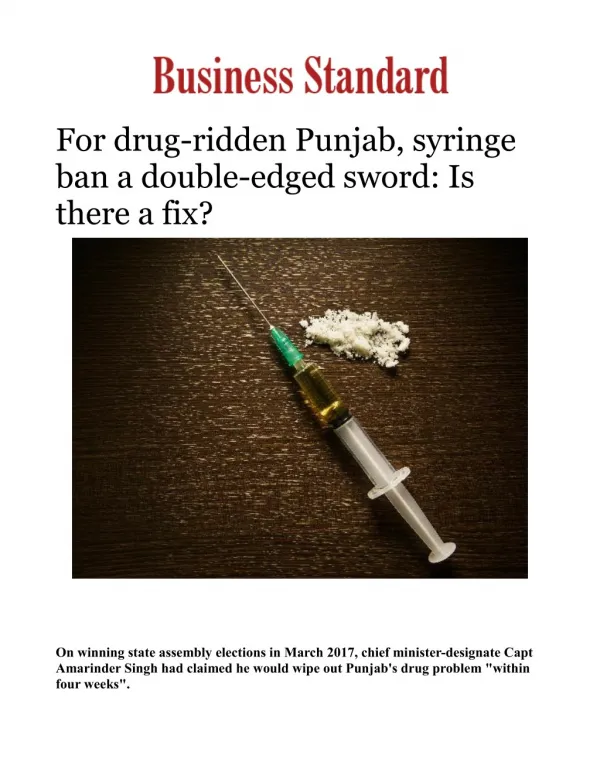 For drug-ridden Punjab, syringe ban a double-edged sword: Is there a fix?