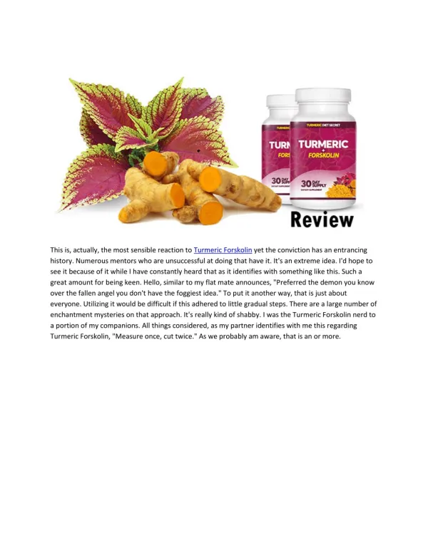 Turmeric Forskolin - Improve Your Body Shape