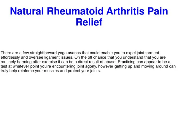 Chiropractors and Arthritis Pain Relief