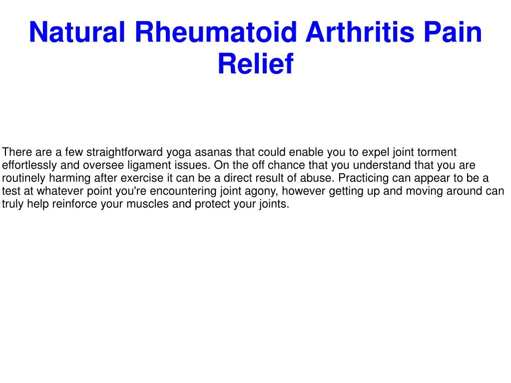 natural rheumatoid arthritis pain relief