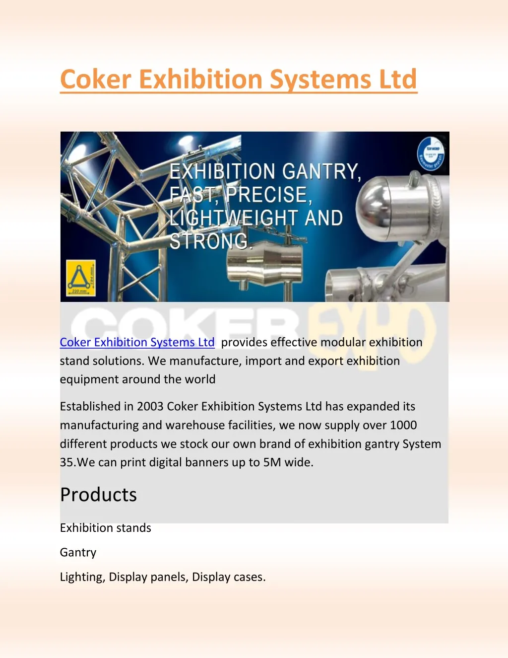 coker exhibition systems ltd