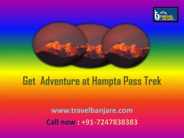 Get Adventure Hampta Pass Trek by Travel Banjare