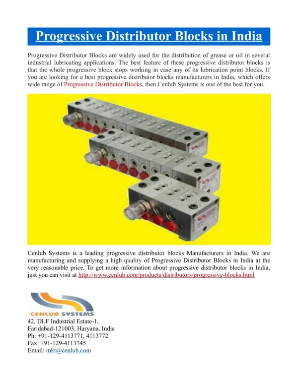 Progressive Distributor Blocks in India