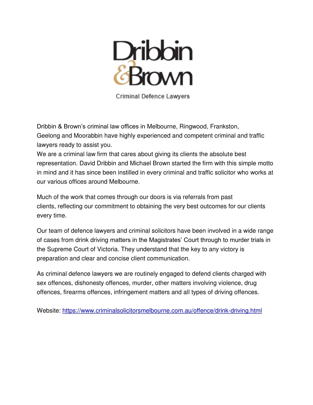 dribbin brown s criminal law offices in melbourne