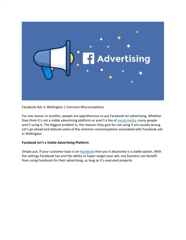 Facebook Ads in Wellington | Common Misconceptions