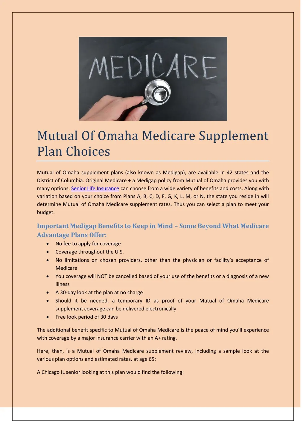 mutual of omaha medicare supplement plan choices