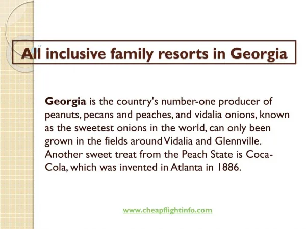 All inclusive family resorts in Georgia