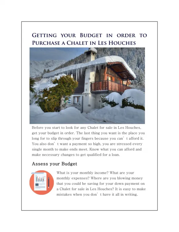 Getting your Budget in order to Purchase a Chalet in Les Houches