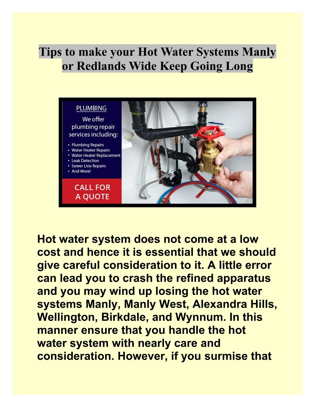 tips to make your hot water systems manly
