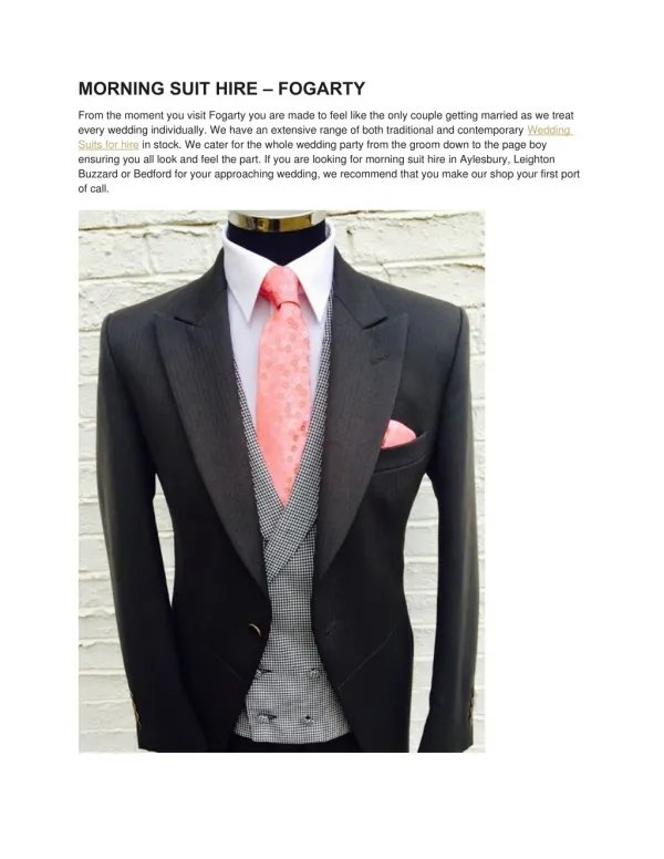 MORNING SUIT HIRE – FOGARTY