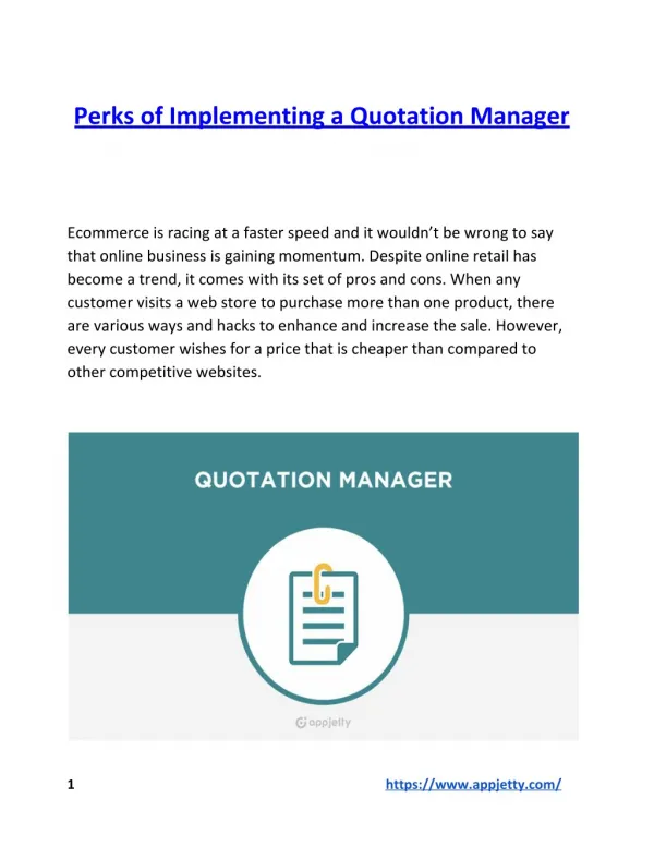 Perks of Implementing a Quotation Manager