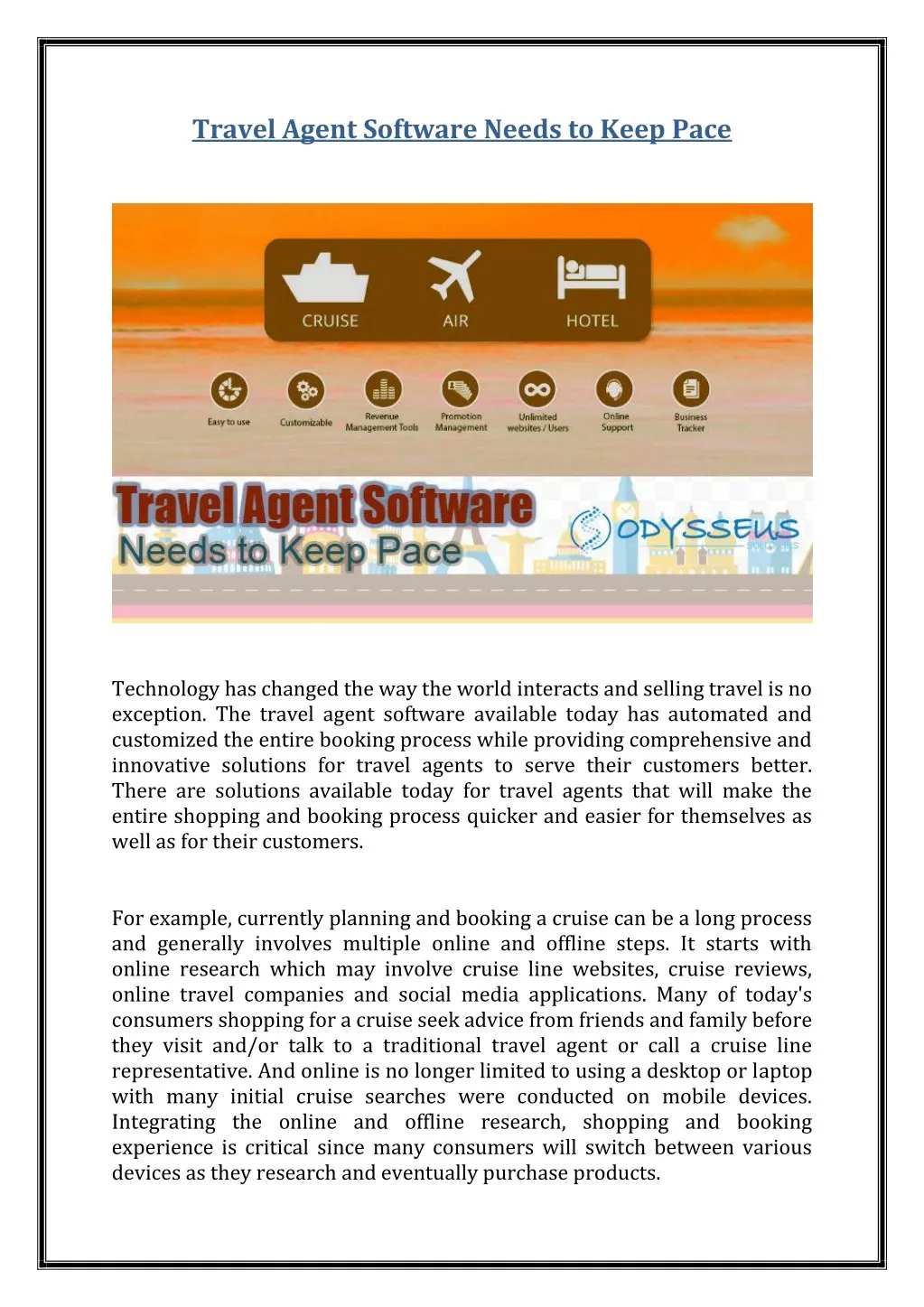 travel agent software needs to keep pace