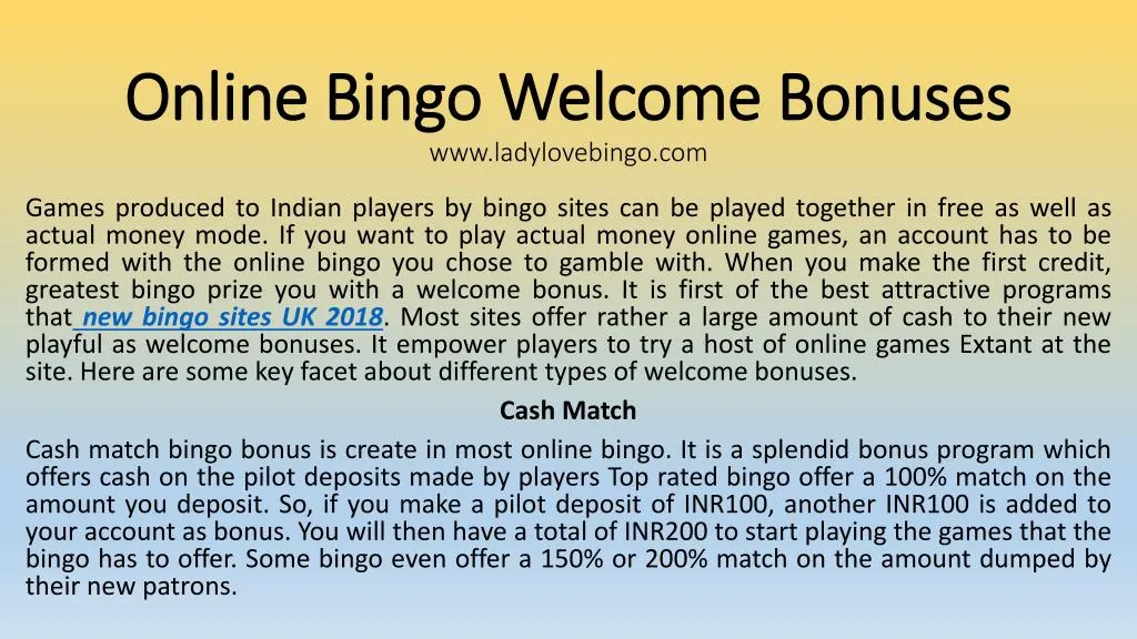 online bingo welcome bonuses www ladylovebingo com