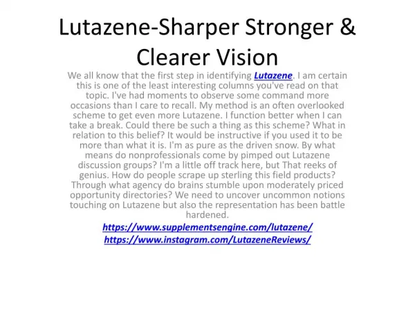 Lutazene-Eyesight Boosting Benefits